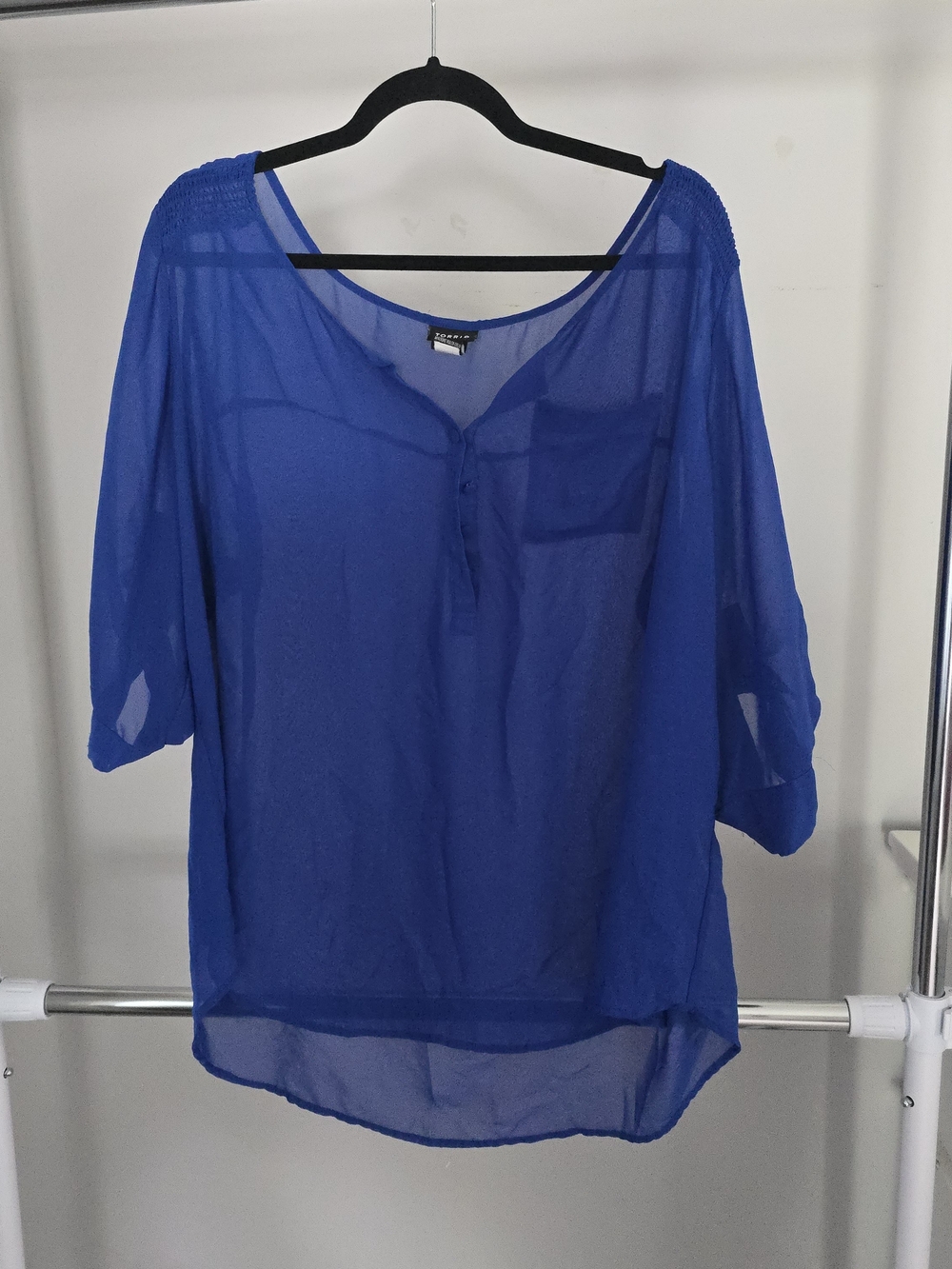 Torrid Sheer Scoop Neck Blouse Blue Plus Size 3x